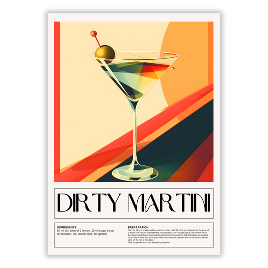 Dirty Martini Cocktail Wall Art Canvas Print