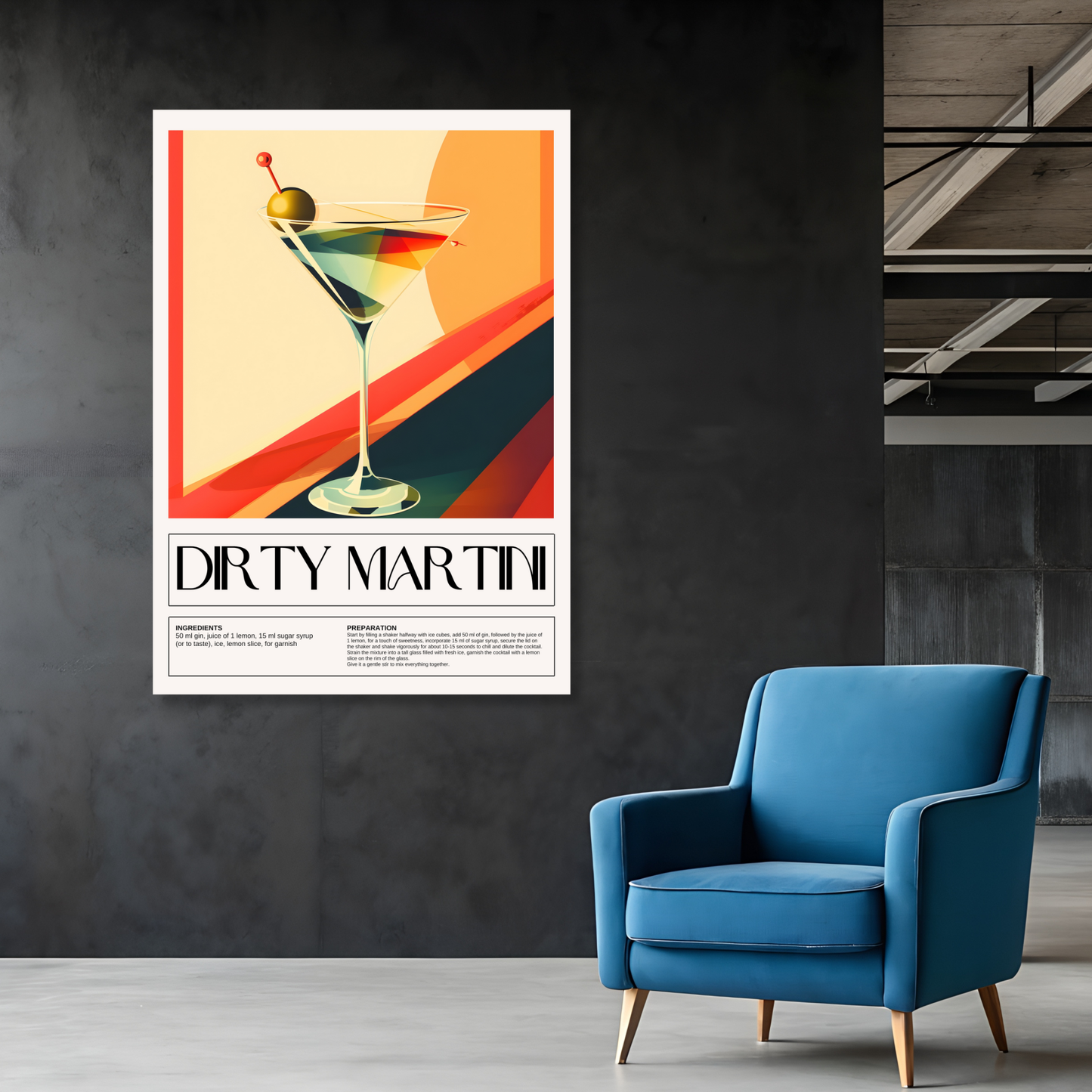 Dirty Martini Cocktail Wall Art Canvas Print