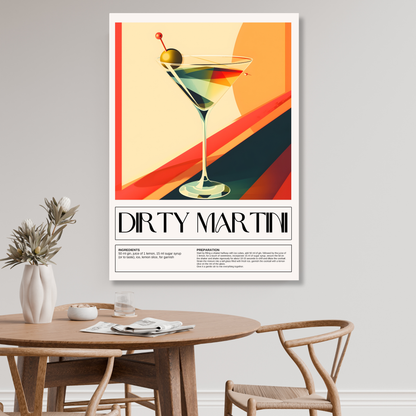 Dirty Martini Cocktail Wall Art Canvas Print