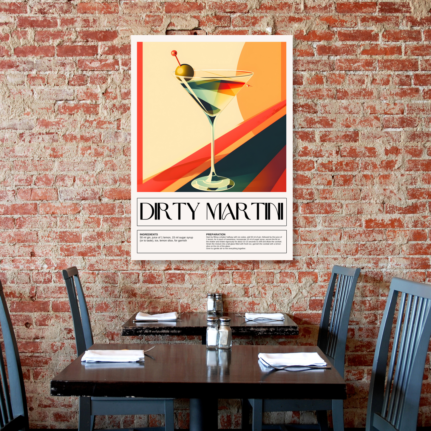 Dirty Martini Cocktail Wall Art Canvas Print