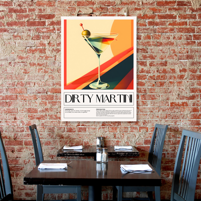 Dirty Martini Cocktail Wall Art Canvas Print