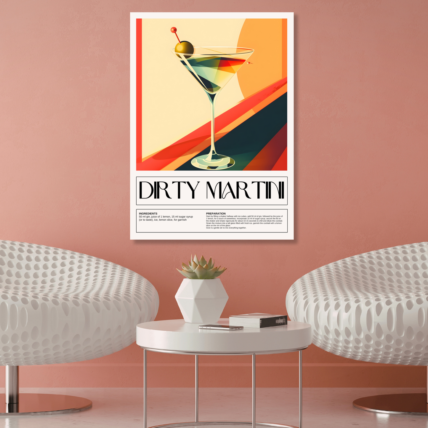 Dirty Martini Cocktail Wall Art Canvas Print