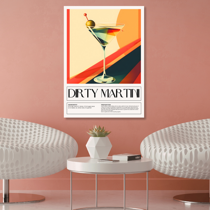 Dirty Martini Cocktail Wall Art Canvas Print
