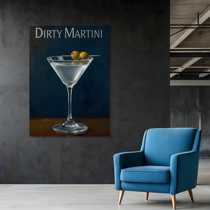 Dirty Martini Cocktail Wall Art Canvas Print