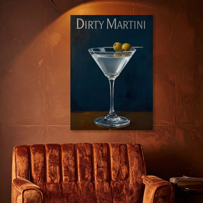 Dirty Martini Cocktail Wall Art Canvas Print