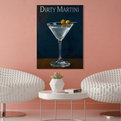 Dirty Martini Cocktail Wall Art Canvas Print