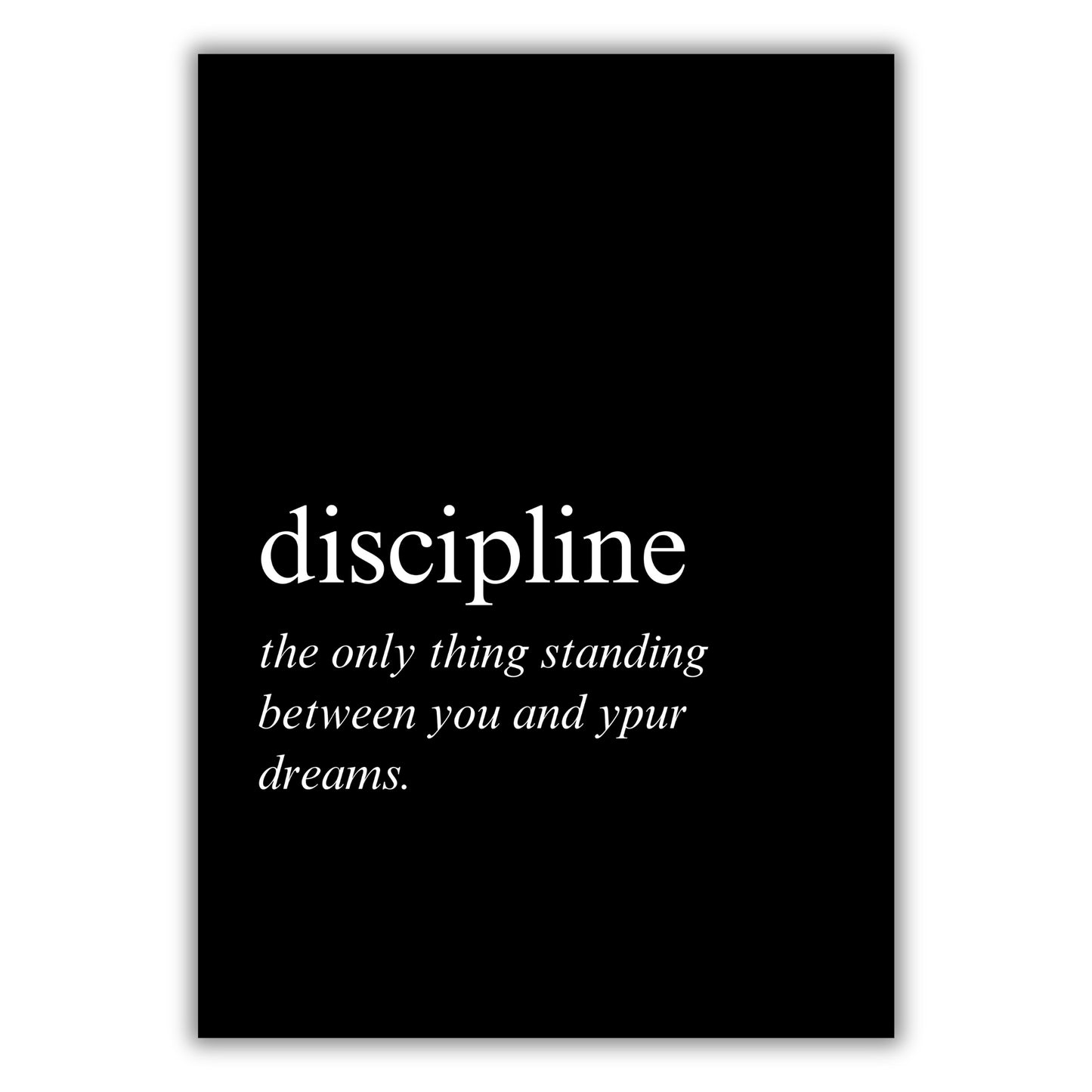 Discipline on Black Inspirational Wall Art Canvas Print