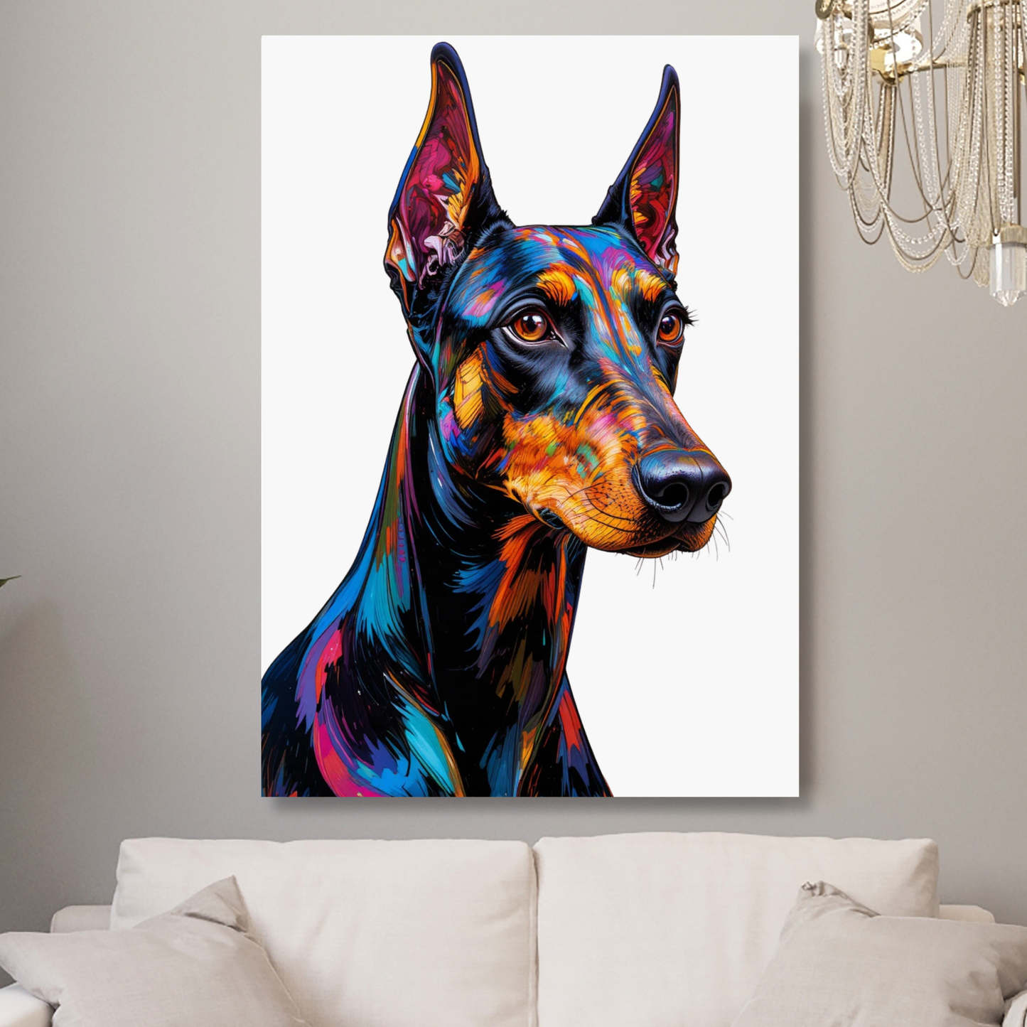 Dobermann Dog Wall Art Canvas Print