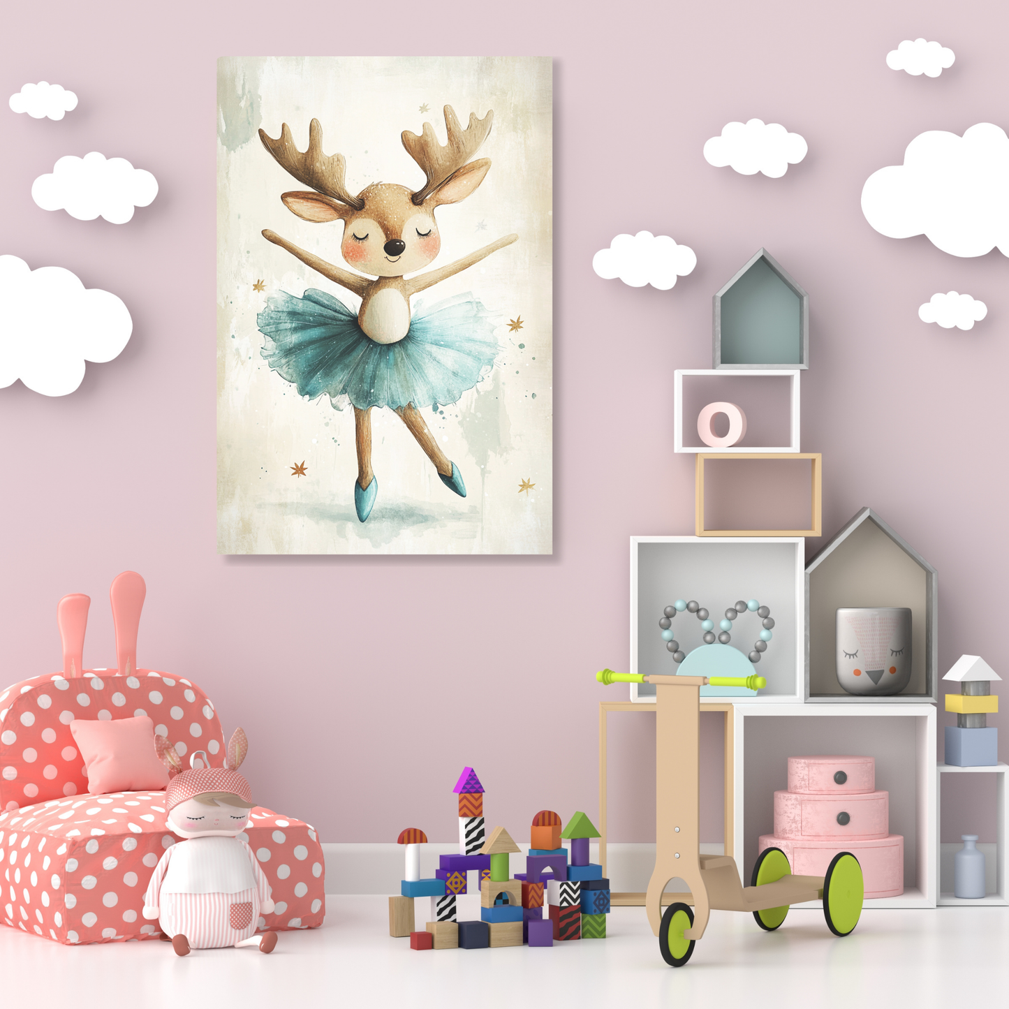 Dolores Deer Ballerina Canvas Wall Art Print