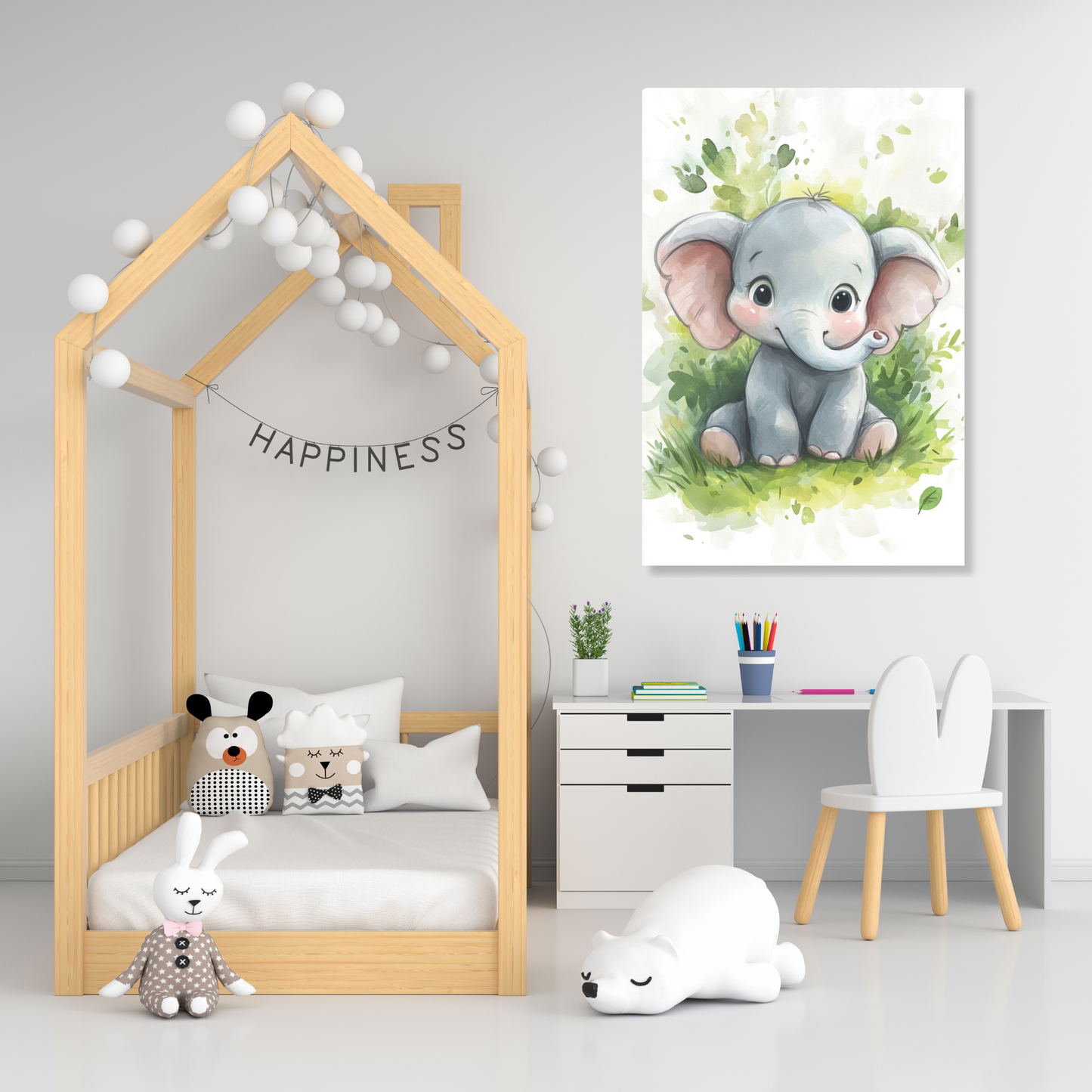 Ellie Elephant Canvas Wall Art Print