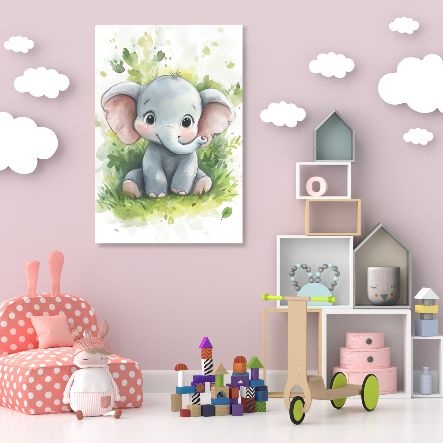 Ellie Elephant Canvas Wall Art Print