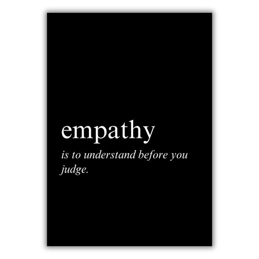 Empathy on Black Inspirational Wall Art Canvas Print