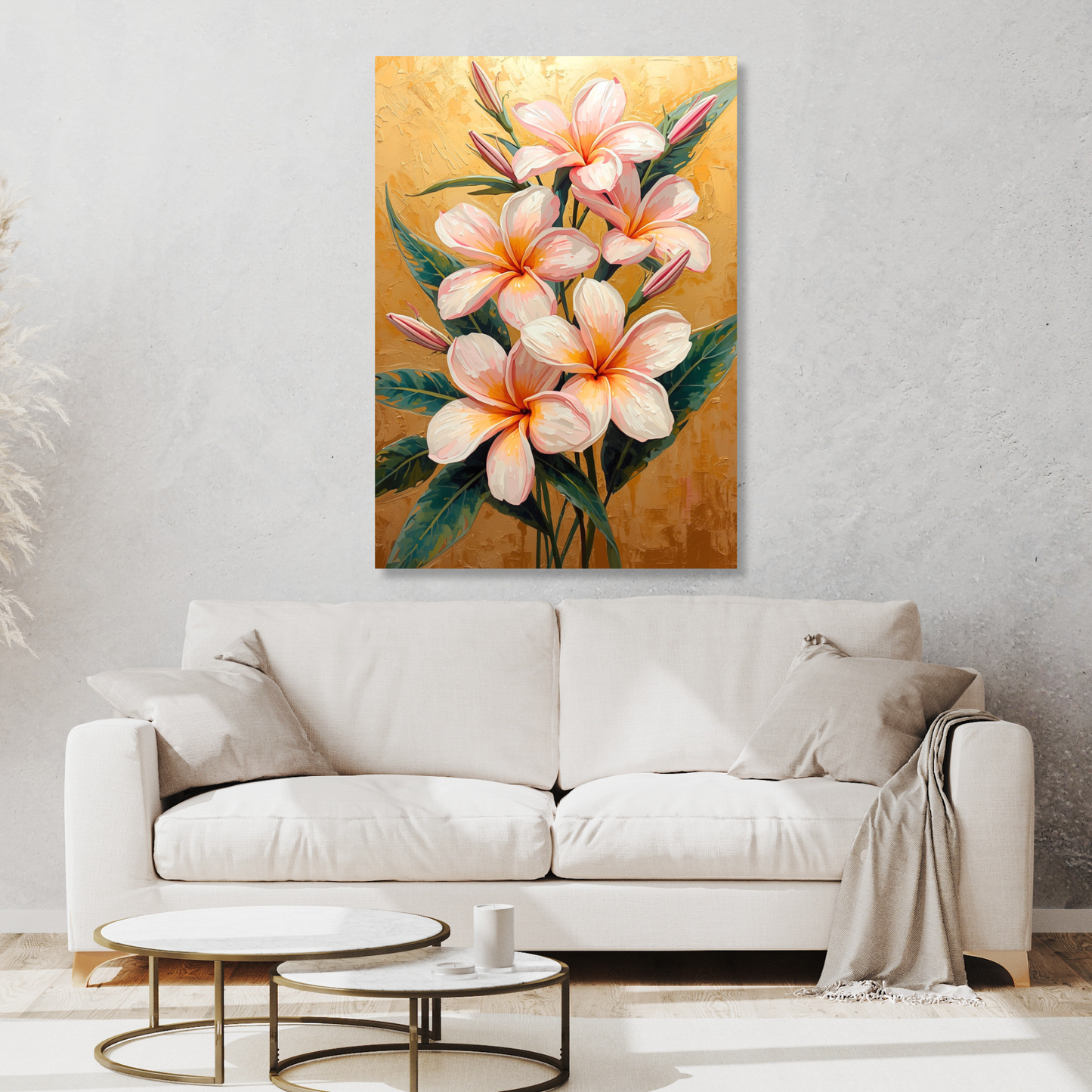 Frangipani Flowers Floral Wall Art Canvas Print