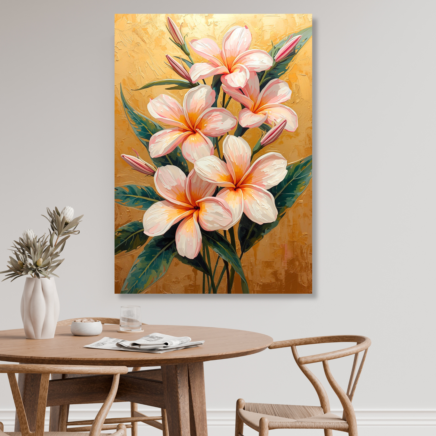 Frangipani Flowers Floral Wall Art Canvas Print