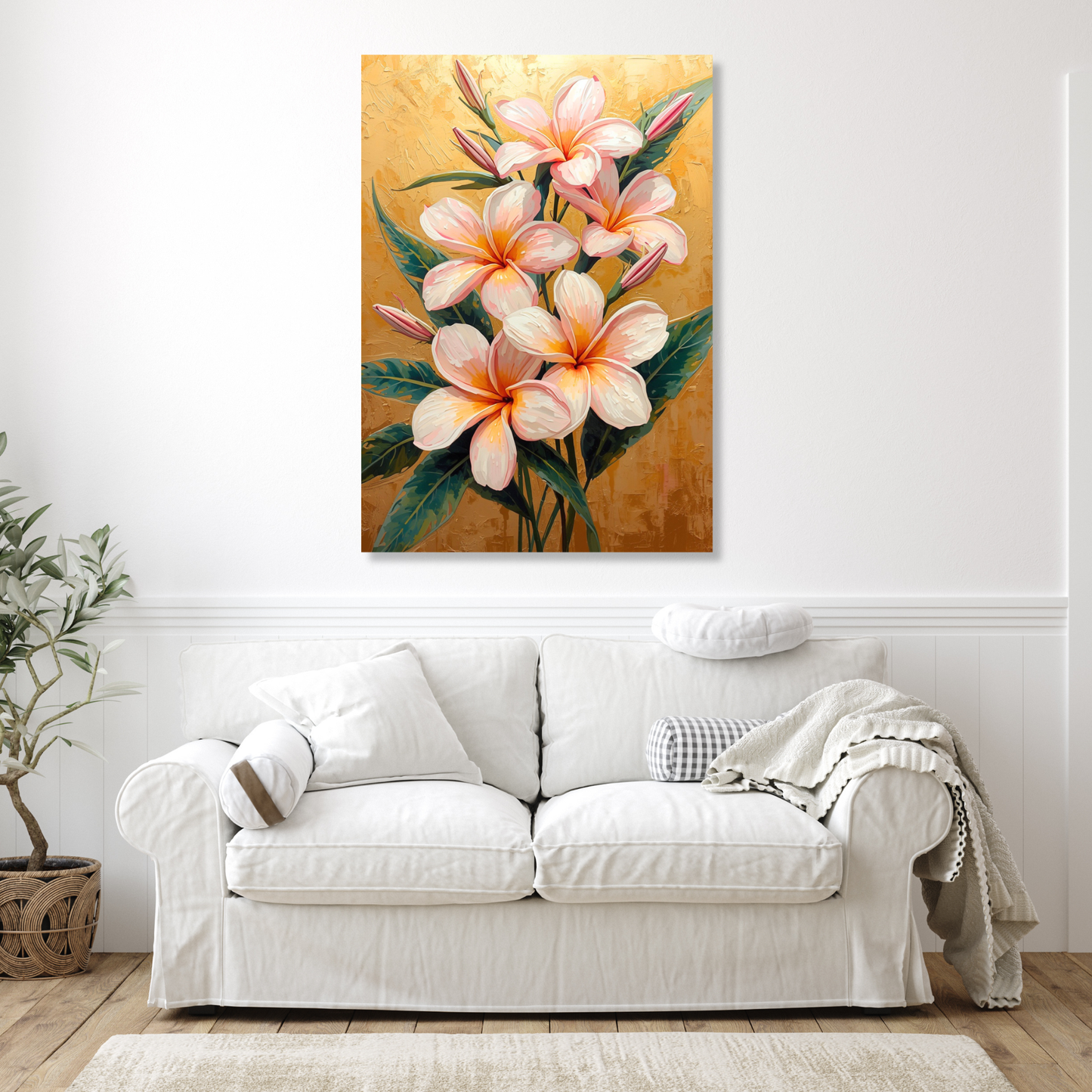 Frangipani Flowers Floral Wall Art Canvas Print