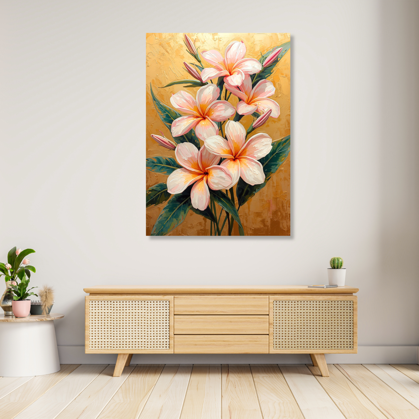 Frangipani Flowers Floral Wall Art Canvas Print