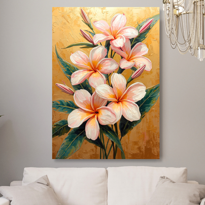 Frangipani Flowers Floral Wall Art Canvas Print