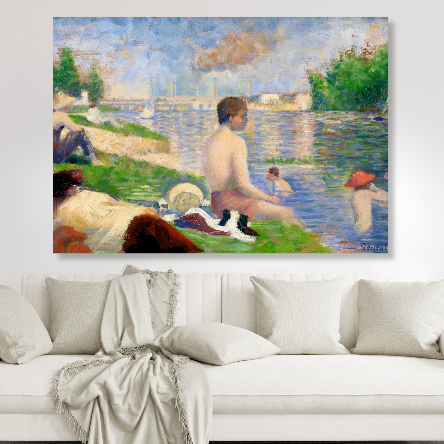 Georges Seurat - Final Study for Bathers at Asnières Wall Art Canvas Print
