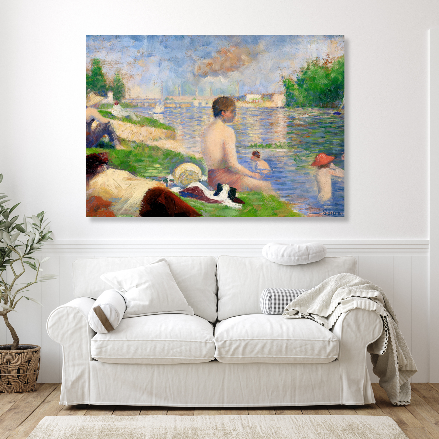 Georges Seurat - Final Study for Bathers at Asnières Wall Art Canvas Print