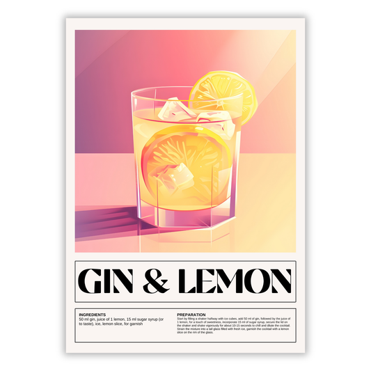 Gin & Lemon Cocktail Wall Art Canvas Print