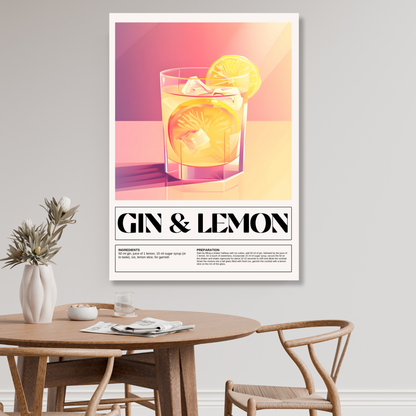 Gin & Lemon Cocktail Wall Art Canvas Print
