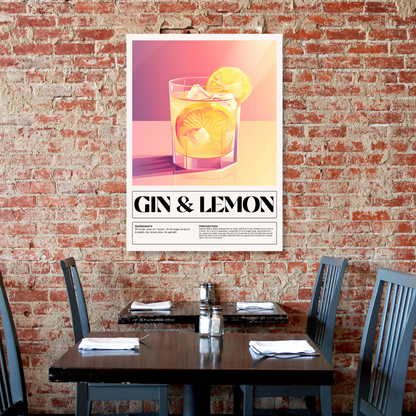 Gin & Lemon Cocktail Wall Art Canvas Print
