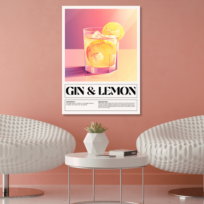 Gin & Lemon Cocktail Wall Art Canvas Print