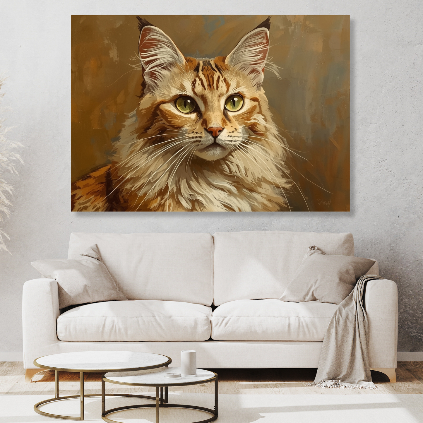 Vintage Ginger Cat Wall Art Canvas Print