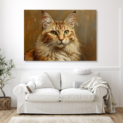 Vintage Ginger Cat Wall Art Canvas Print