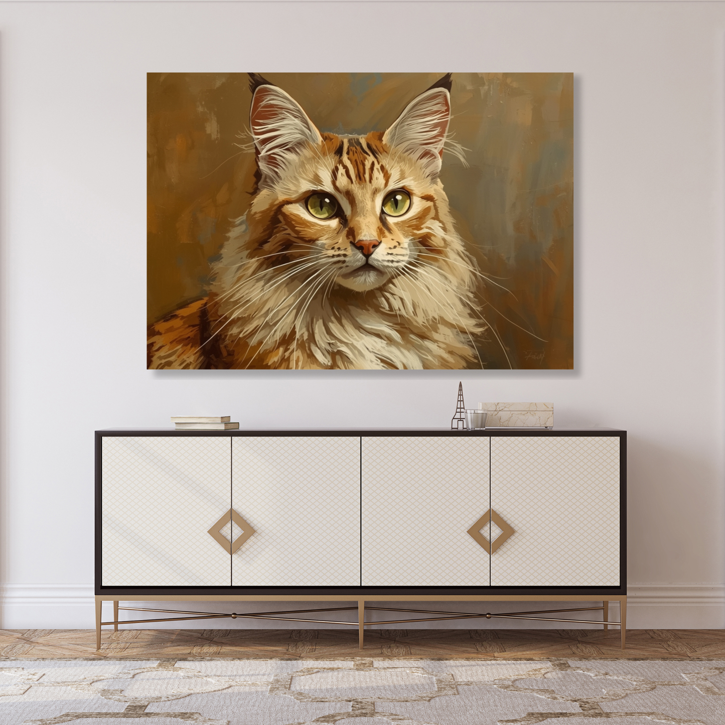 Vintage Ginger Cat Wall Art Canvas Print