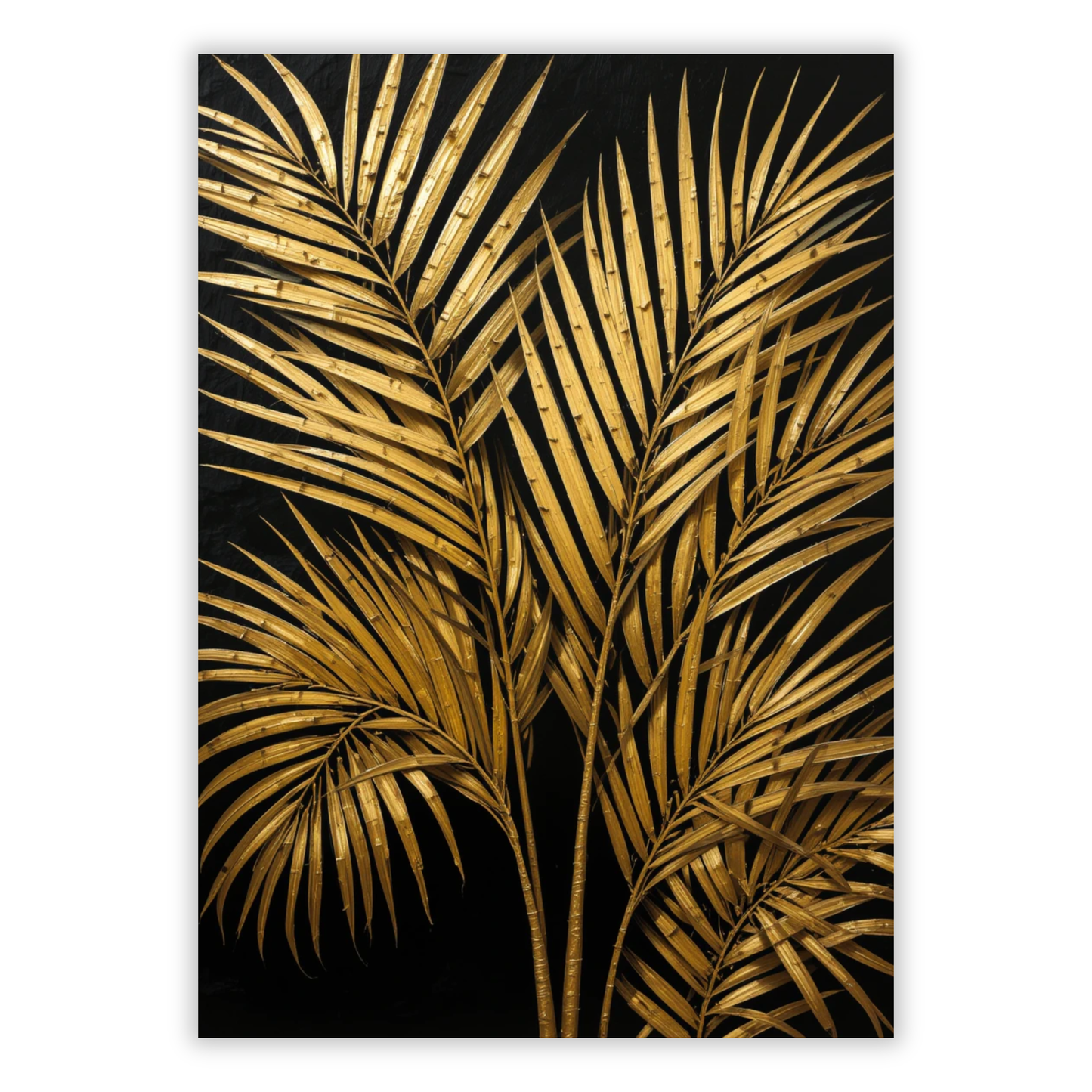 Golden Palm Leaves Wall Art Canvas Print