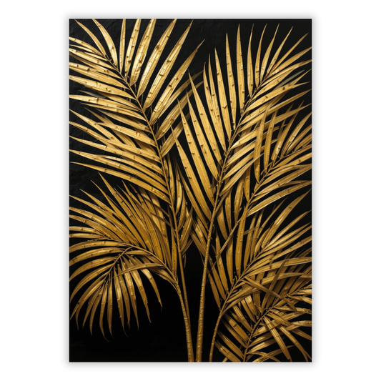 Golden Palm Leaves Wall Art Canvas Print