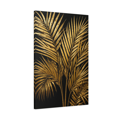 Golden Palm Leaves Wall Art Canvas Print