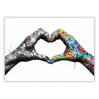 Graffiti Love Heart Hands Wall Art Canvas Print