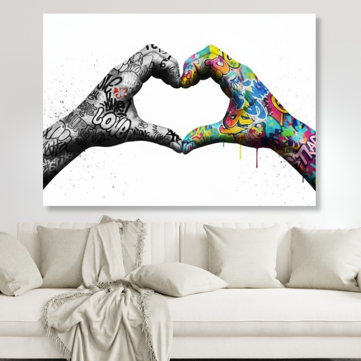 Graffiti Love Heart Hands Wall Art Canvas Print