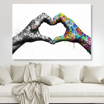 Graffiti Love Heart Hands Wall Art Canvas Print