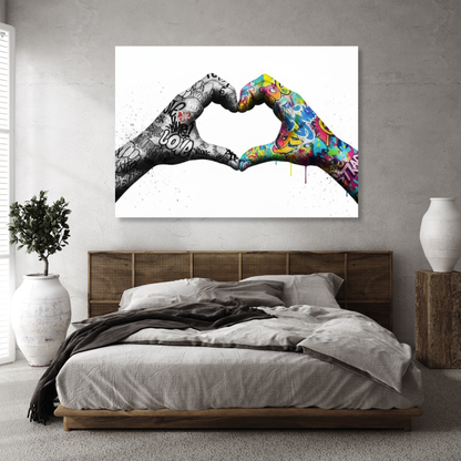 Graffiti Love Heart Hands Wall Art Canvas Print