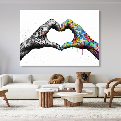 Graffiti Love Heart Hands Wall Art Canvas Print