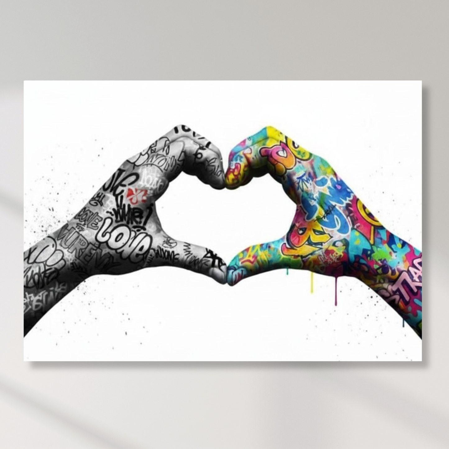 Graffiti Love Heart Hands Wall Art Canvas Print