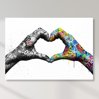 Graffiti Love Heart Hands Wall Art Canvas Print