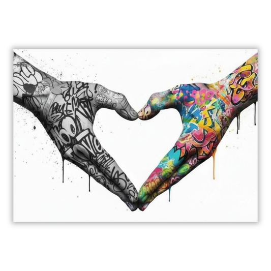 Graffiti Love Heart Hands Upside Down Wall Art Canvas Print