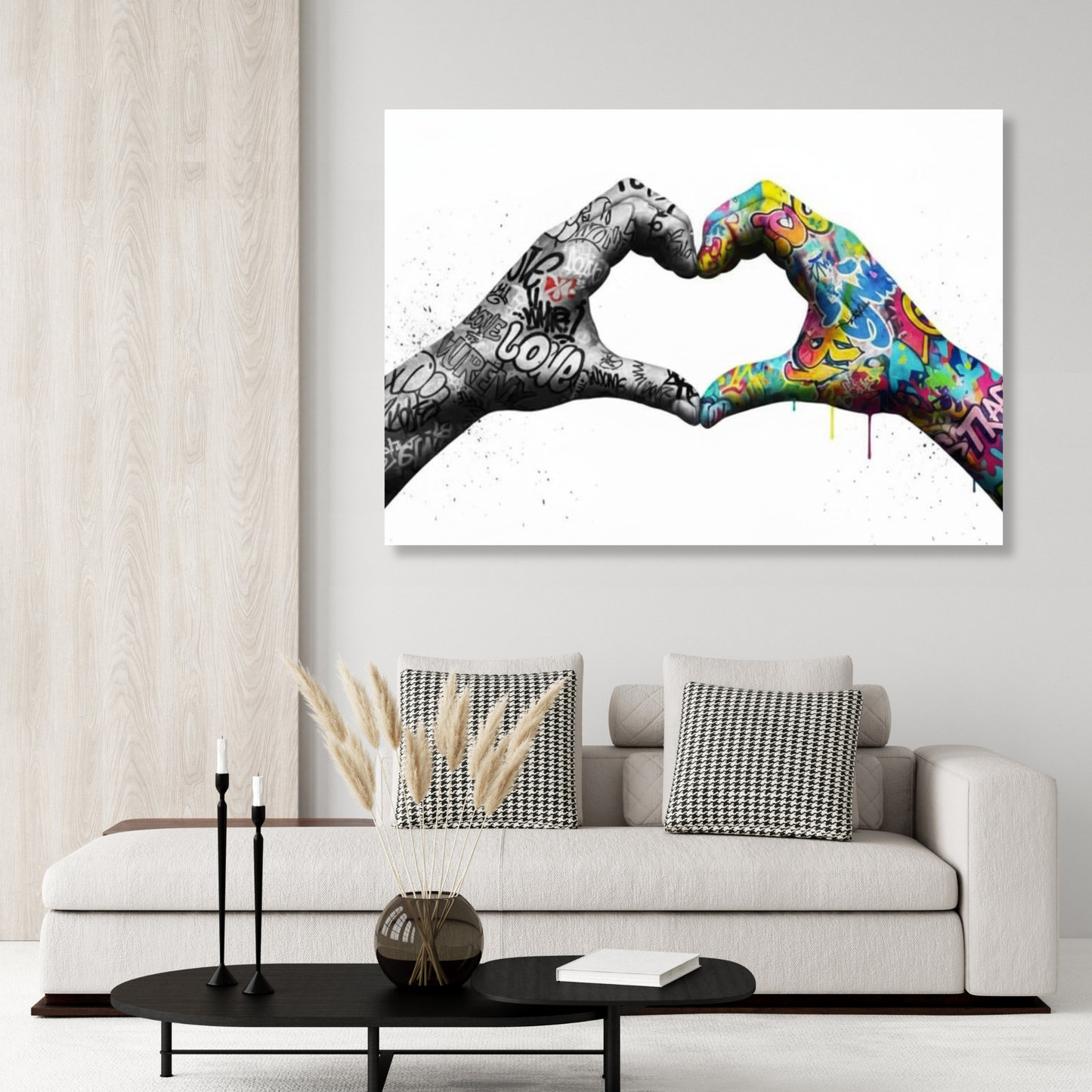 Graffiti Love Heart Hands Wall Art Canvas Print
