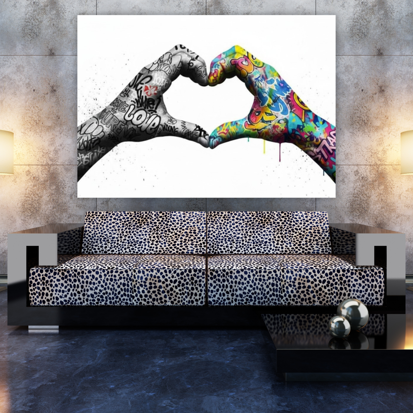Graffiti Love Heart Hands Wall Art Canvas Print
