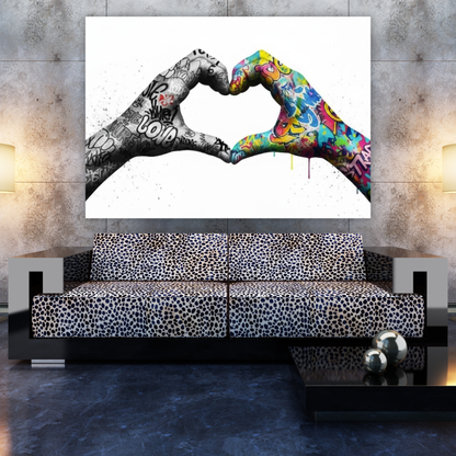 Graffiti Love Heart Hands Wall Art Canvas Print