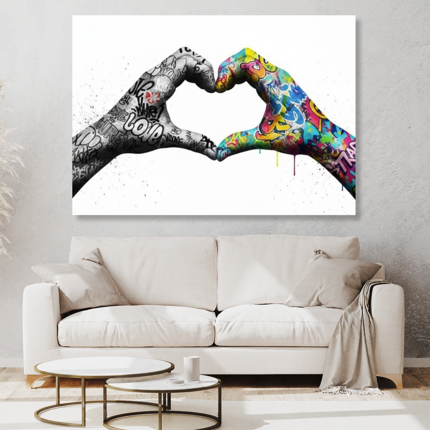 Graffiti Love Heart Hands Wall Art Canvas Print