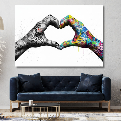 Graffiti Love Heart Hands Wall Art Canvas Print