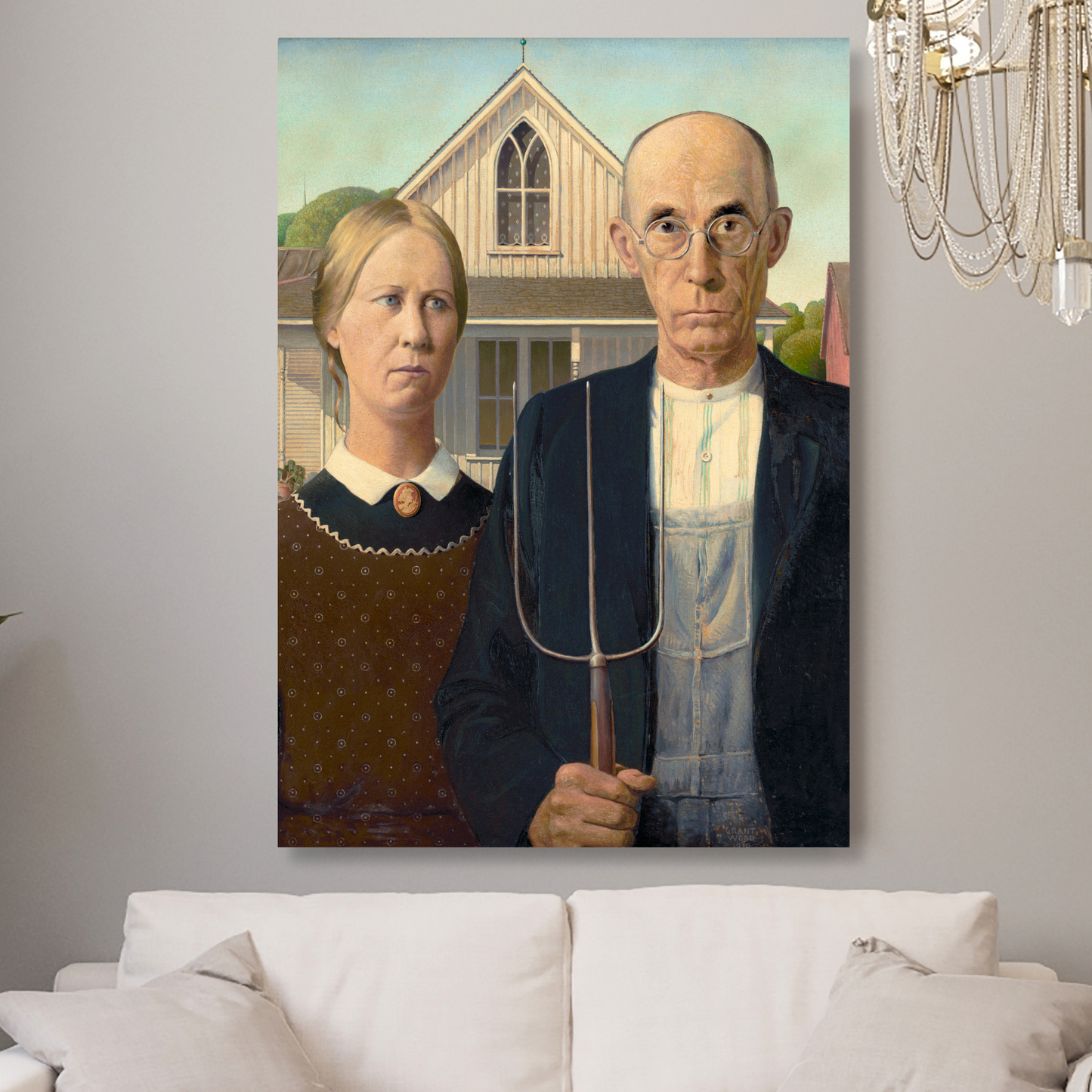 Grant Wood - American Gothic Wall Art Canvas Print