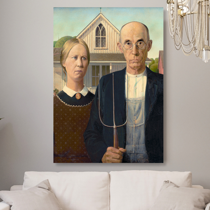 Grant Wood - American Gothic Wall Art Canvas Print
