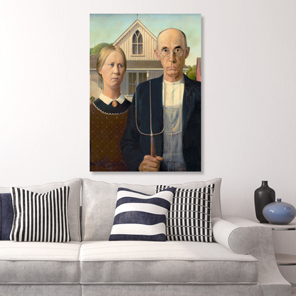 Grant Wood - American Gothic Wall Art Canvas Print