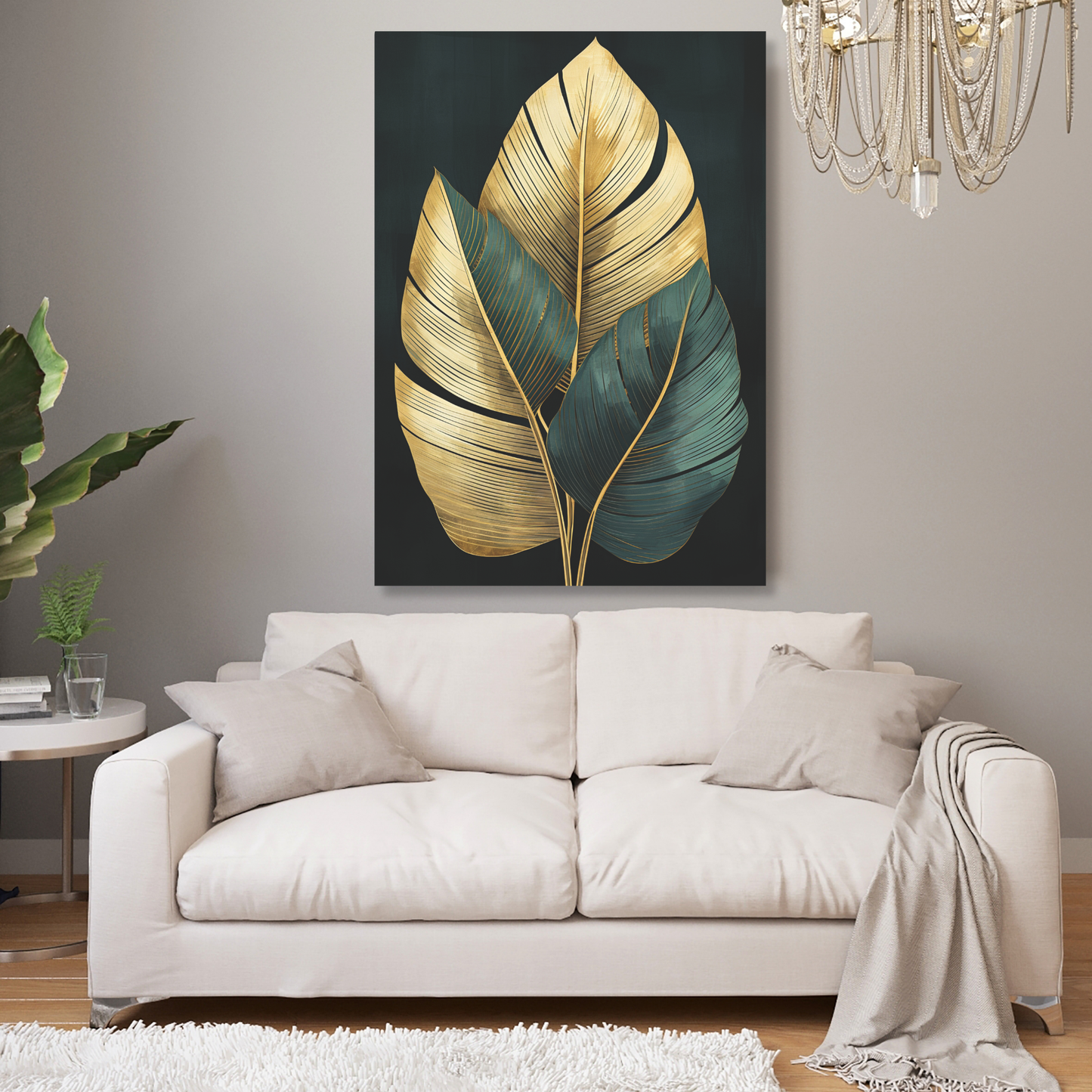 Green & Gold Leaf Trio